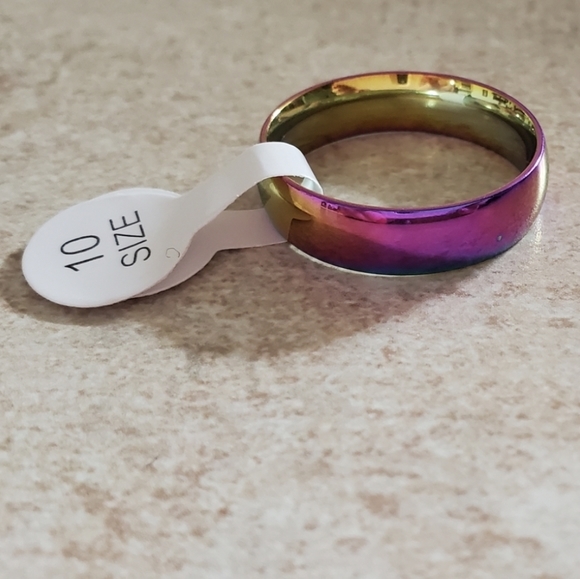 New stainless steel multi colored rainbow ring.  Please messag me your size - Picture 3 of 5